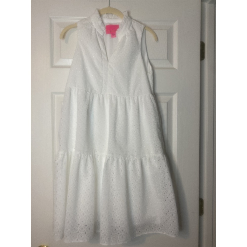 Lilly Pulitzer Novella Swing Dress Resort White Mini‎ Chiffon Eyelet Size XXS